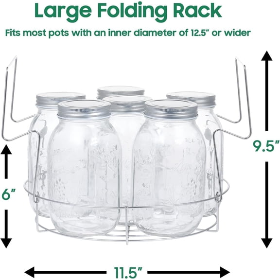 Stainless Steel Canning Pot with Rack and Lid, Large Water Bath Canner, Full Home Canning Supplies Starter Kit (20 Quarts, Green)