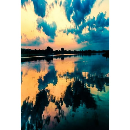 HelloDecor Polyster Backdrop 5x7ft Photography Background Uncertain Clouds Sunset Glow Reflection in Water Inverted Image Nature View Personal Portraits Background Photo Studio
