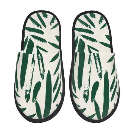 

Adobk Palm Branch With Leaves Print Slippers Indoor Outdoor Retro Slippers House Soft Fluffy Slides Cushion Furry Slippers-Large