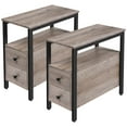 thumbnail image 1 of HOOBRO Set of 2 Narrow End Tables with 2 Drawers Wood Nightstand Living Room Bedroom Gray BG548BZP201G2, 1 of 10
