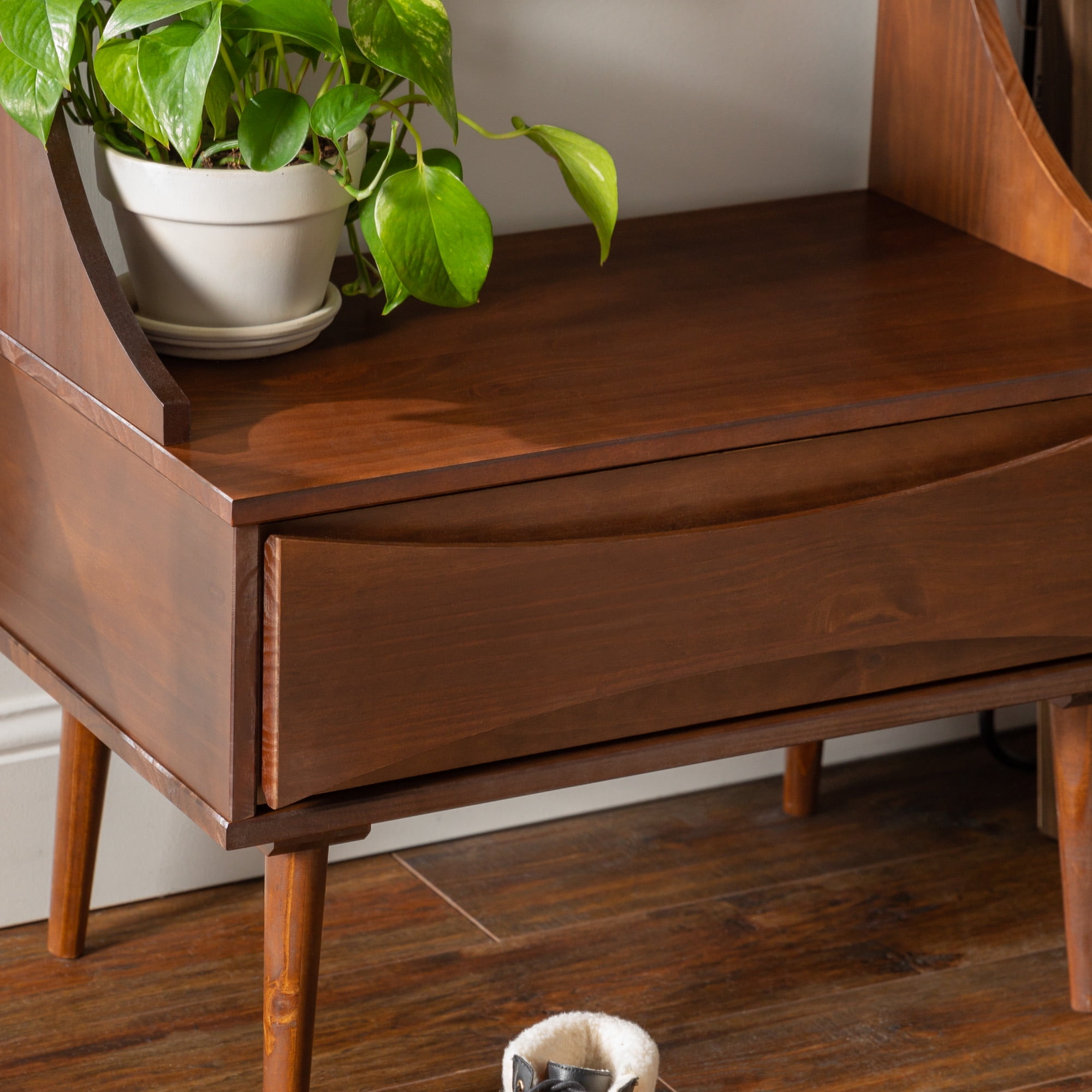 Manor Park Mid Century Modern Solid Wood Hall Tree, Walnut