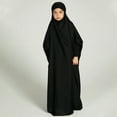 thumbnail image 2 of IBTOM CASTLE Kids Girls Long Sleeve Full Cover Hijab Kaftan Dubai Islamic Prayer Dress Abaya Muslim Hooded Robe Ramadan Clothing 12-13 Years Black, 2 of 8