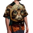 thumbnail image 2 of Retro Cat Men's Short Sleeve Beach Shirts, Casual Printed Button Down, Summer Unisex Spread Collar Tops, 2 of 6