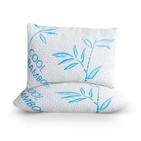 Luxury Bamboo Pillow For Sleeping, Hypoallergenic,Removable Bamboo Rayon Cover,Premium Adjustable Memory Foam Bamboo Pillows, Bamboo Pillow 2 Pack (Queen)