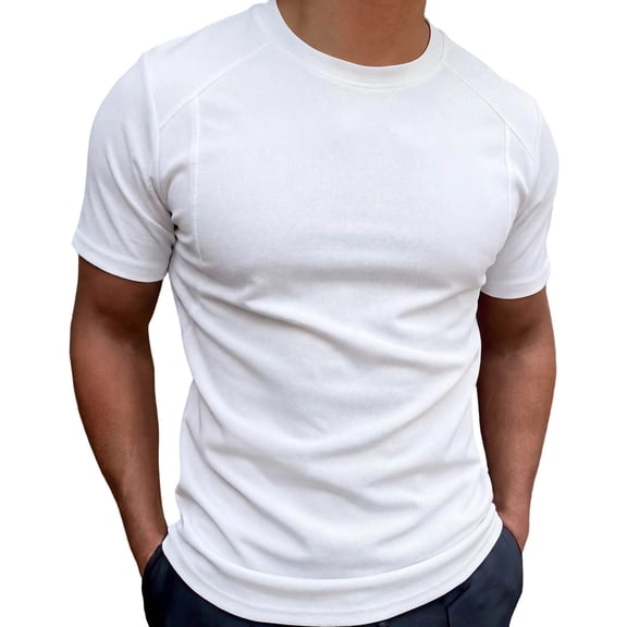 LIaqionyy Men's Thermal T Shirt Short Sleeve Crew Neck Comfortable Shirts Casual Summer Solid Color Tops Tees