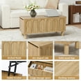 thumbnail image 7 of YOCWO Lift Top Coffee Table with Hidden Compartment & Storage Shelve, Arched Fluted Coffee Table for Living Room, Oak, 7 of 7