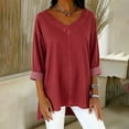 thumbnail image 6 of Womens Street Style Denim V Neck Top Casual Chic Blouse for Women Trendy Outfit and Daily Wear Red M, 6 of 7
