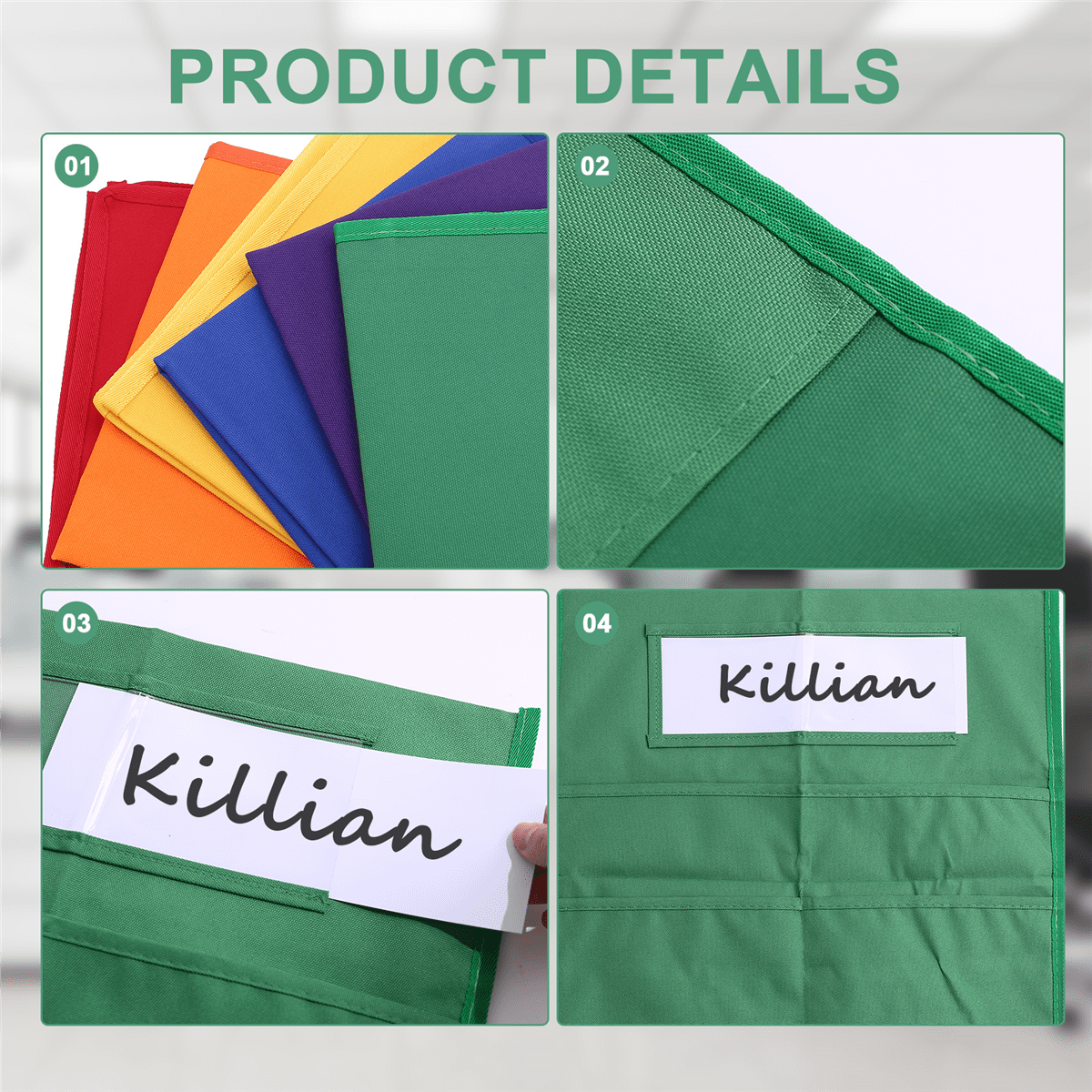 Classroom Chair Pockets, Chair Pocket Charts, Chart Pockets, Chair Storage Bag with Name Tag,Classroom Organization,6pcs