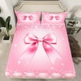 thumbnail image 2 of Castle Fairy Cartoon Ribbon Bow Twin Sheet Sets 3pcs for Kids Children Teens,Bling Pink Glitter Twin Fitted Sheet Microfiber,Geometric Plaid Breathable Flat Sheet,Ultra Soft Home Decor, 2 of 7