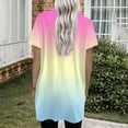 thumbnail image 5 of TQWQT Women's Long Shirts Oversized Tunic Tops Long Shirts for Leggings with Pockets Short Sleeve Plus Size Shirt Summer V Neck T-Shirt Gradient Print Long Tops, 5 of 5