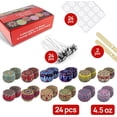thumbnail image 2 of MENDELEEV STYLE Candle Tin 4.5 Oz Set 24 pcs Patterns Empty Candle Tins Jars for Candle Making with Wicks, Wick Holders& Stickers + Beautiful Gift Wrap Box, 2 of 8