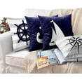 thumbnail image 6 of Set of 4 Throw Pillow Covers Summer Nautical Costal Navy Blue White and Gray Stripe Helm Anchor Boat Star Decorative Pillow Cases Home Decor Standard Square 18x18 Inches Pillowcases, 6 of 6