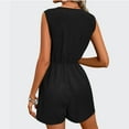 thumbnail image 6 of Fancifize Women V Neck Jumpsuit Sleeveless Dressy Romper Tie Waist Summer Night Out Outfit with Pockets XL,Black, 6 of 8