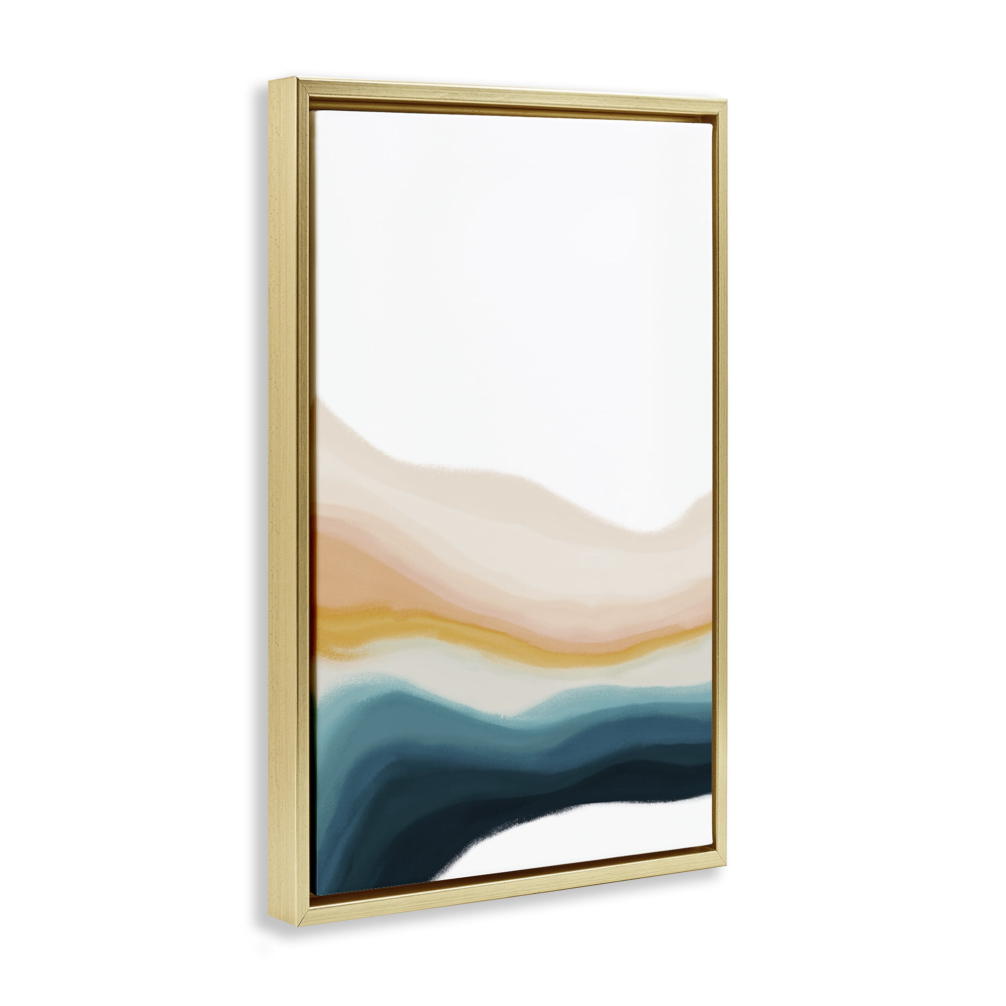Stupell Industries Peach Swirl Landscape Abstract Painting Gold Floater Framed Canvas Art Print Wall Art, 21 x 31