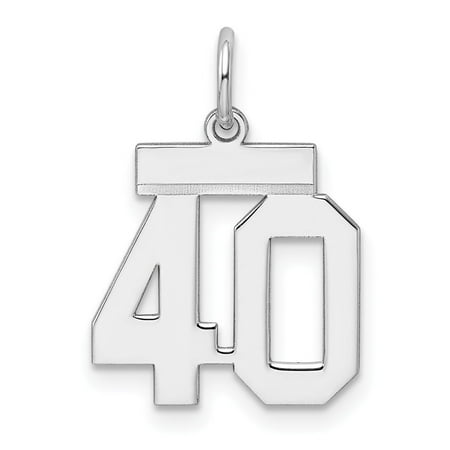 Diamond2Deal 925 Sterling Silver Rhodium-Plated Polished Number 40 Charm Pendant for Women