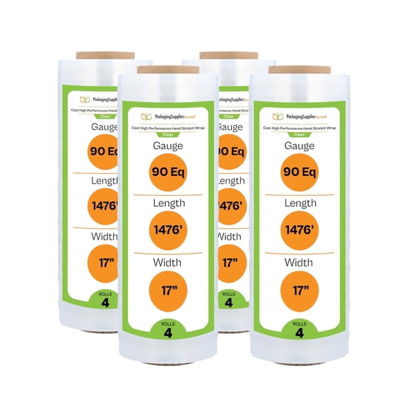 PSBM High Performance Stretch Wrap 17 Inch x 1476 Feet 4 Rolls 48 Gauge Shrink Film for Moving Packing Pallets