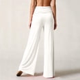 thumbnail image 5 of Inglocry Fold Over Low Waisted Pants Flared Y2K Fold Over Sweatpants Plisse Yoga Strechy Casual Wide Leg Foldover Sweats 2000S White S, 5 of 6