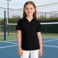 thumbnail image 2 of Likimi Children Girls Boys T Shirts Classic Solid Color Short Sleeve Lapel Breathable Shirts Black Size 5-6 Years, 2 of 4