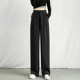 thumbnail image 2 of WTXUE Wide Leg Pants, Suit Pants Women's High Elastic Waisted In The Back Business Work Trousers Long Straight for Summer, Bell Bottoms Slacks, Black, 2 of 5