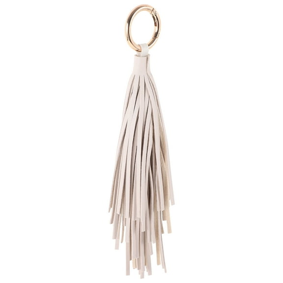 Leather Tassel Keychain for Women Pocket Wallet Holder White