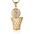 thumbnail image 1 of Jinsinto Mens 18k Gold Silver Plated Basketball Rim CZ Inlay Pendant Hip Hop Box Chain gold, 1 of 5