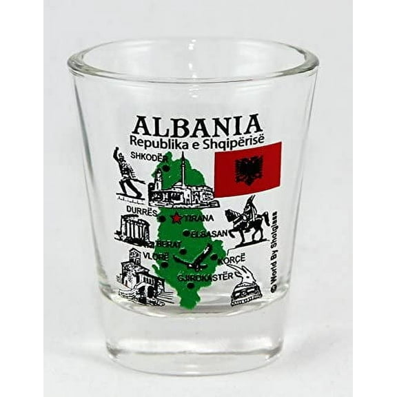 Albania Landmarks and Icons Collage Shot Glass