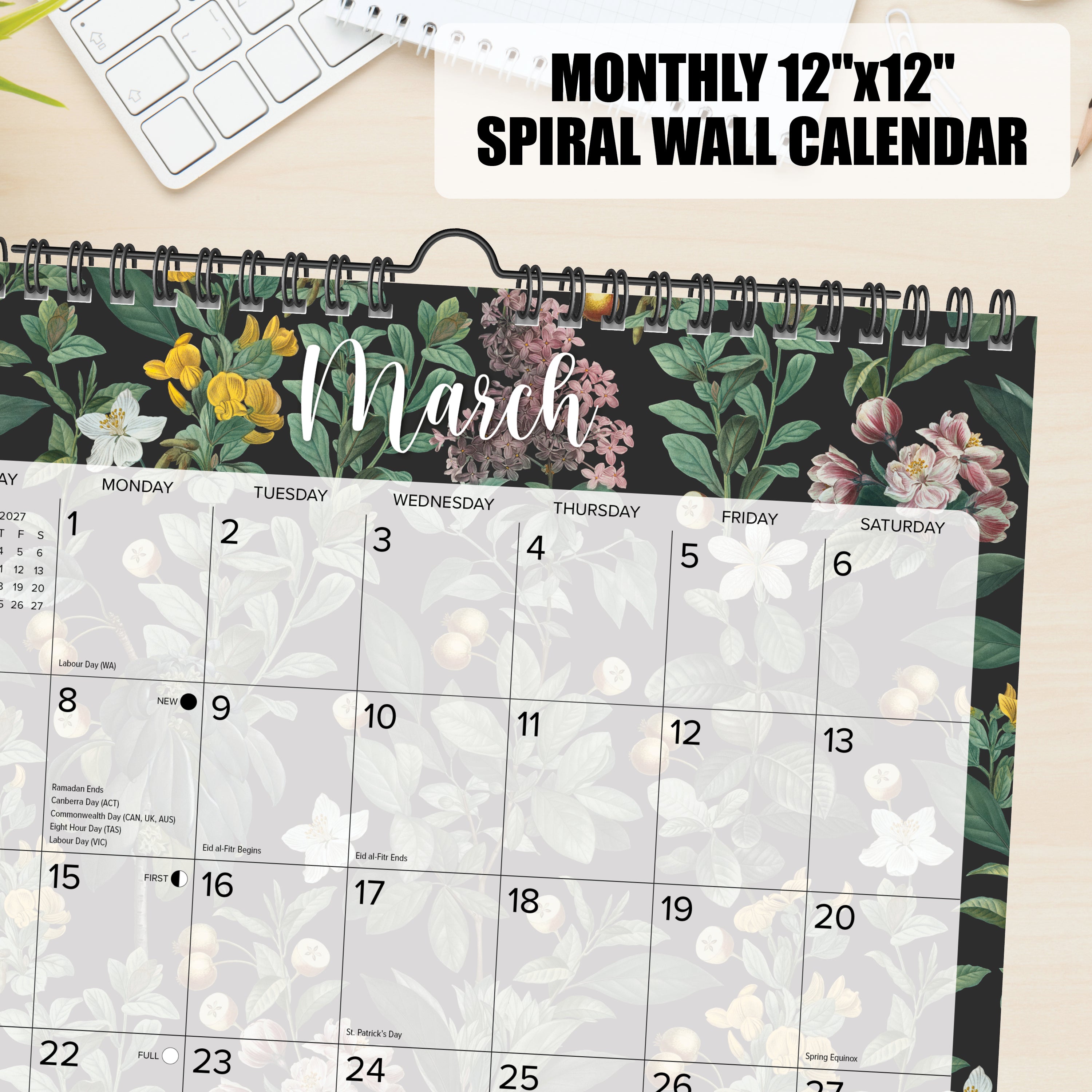 Willow Creek Press Botanical Nature 2027 12" x 12" Spiral Wall Calendar (65587)