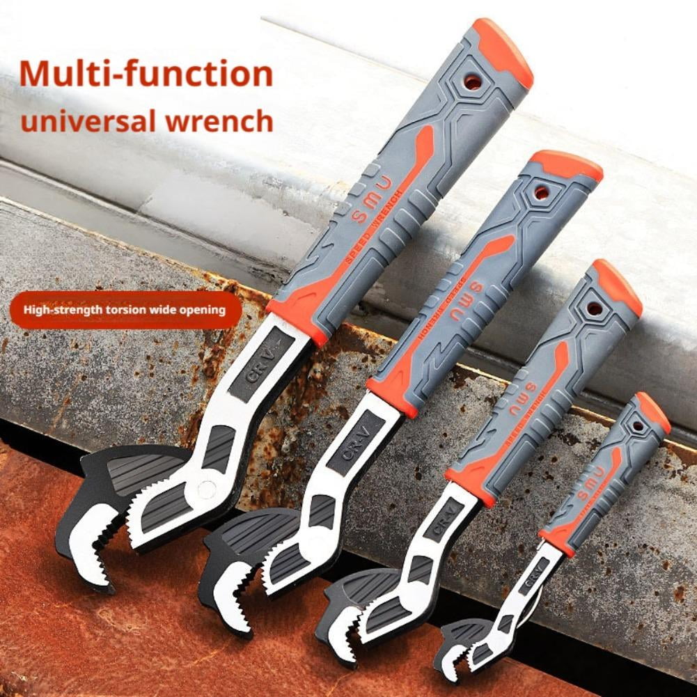 Self-Locking Adjustable Wrench, Vanadium Steel Anti-Slip Grip, 6-12 Inch, for Plumbing Mechanical & Automotive Work