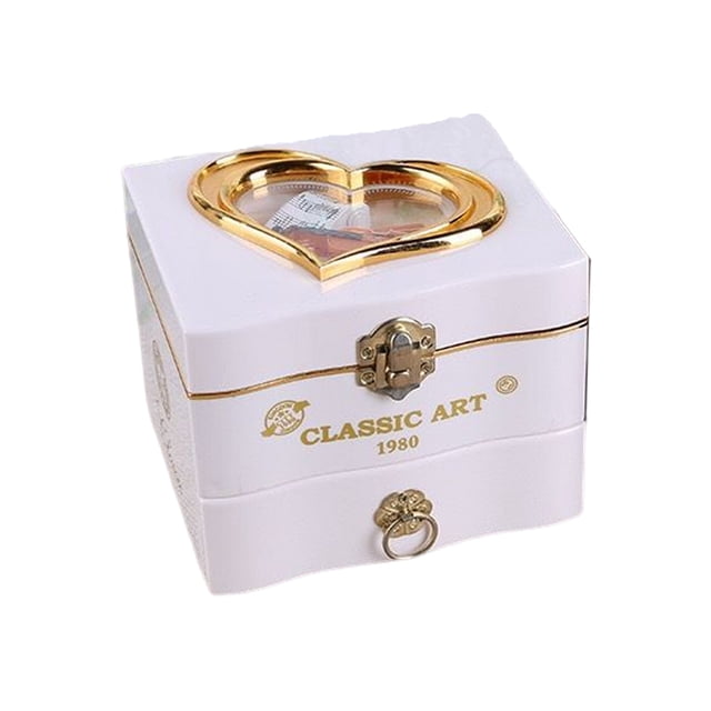 Injueey Caja Musical con bailarina giratoria, caja de joyería grabada artesanal Vintage, decoración clásica, adorno de año para el hogar para niñas Decoración del hogar Blanco Injueey HA025167-01