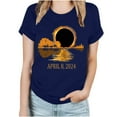 thumbnail image 2 of lcziwo Solar Eclipse Shirts for Women 2024 Total Eclipse T-Shirt Summer Casual Round Neck Short Sleeve Blouse Shirts Cotton Comfy Basic Tees Tops Navy M, 2 of 4
