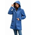 thumbnail image 4 of Women Waterproof Softshell Jackets Warm Fleece Lined Coats with Hood Long Rain Jacket Navy Blue L, 4 of 9