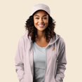 thumbnail image 4 of Dalix Pizza Embroidered Fleece Zip Washed Hoodie Cold Fall Winter Women in Blush L Large, 4 of 5