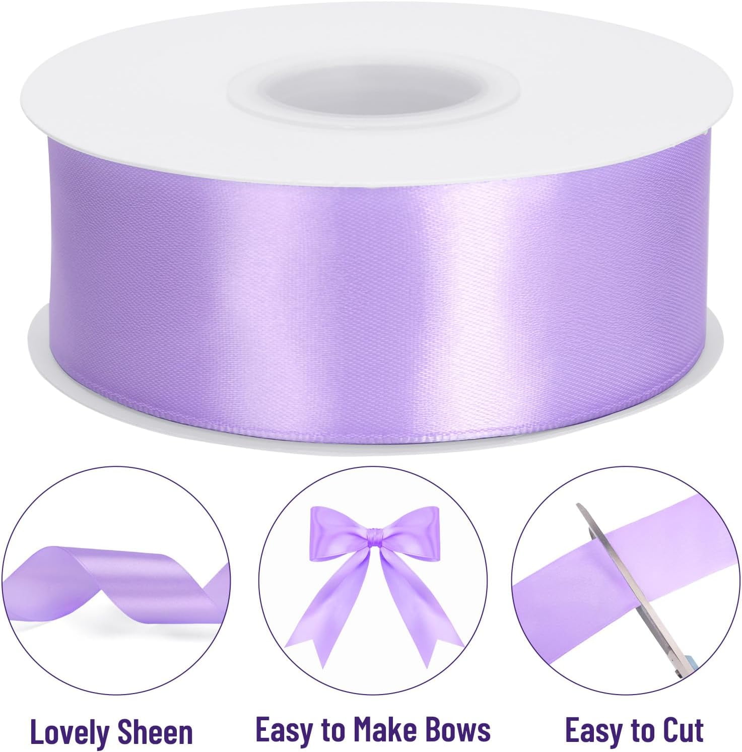 Lavender Satin Ribbon – 1 1/2'' x 100 Yards Polyester Light Purple Satin Ribbon for Gift Wrapping, Wedding & Party Decoration, DIY Crafts, Floral Bouquets, Wreath Bows