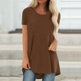 thumbnail image 2 of ChaoHeng Plus Size Women Tops and T-Shirts Summer T-Shirt Dresses Women's Long Shirt Short Sleeve T-Shirt Oversize Tops Large Sizes Summer Casual Loose Blouse Casual Basic Tee Tunic Tops, 2 of 5