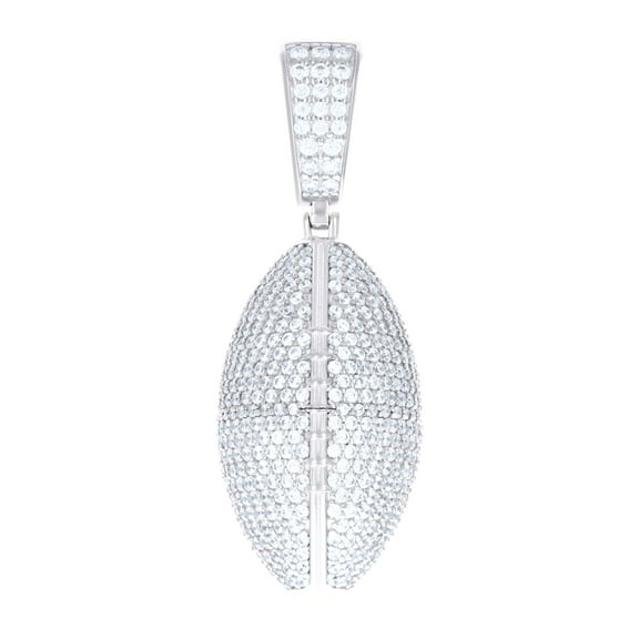 925 Sterling Silver Mens Cubic-Zirconia Football Sports Pendant