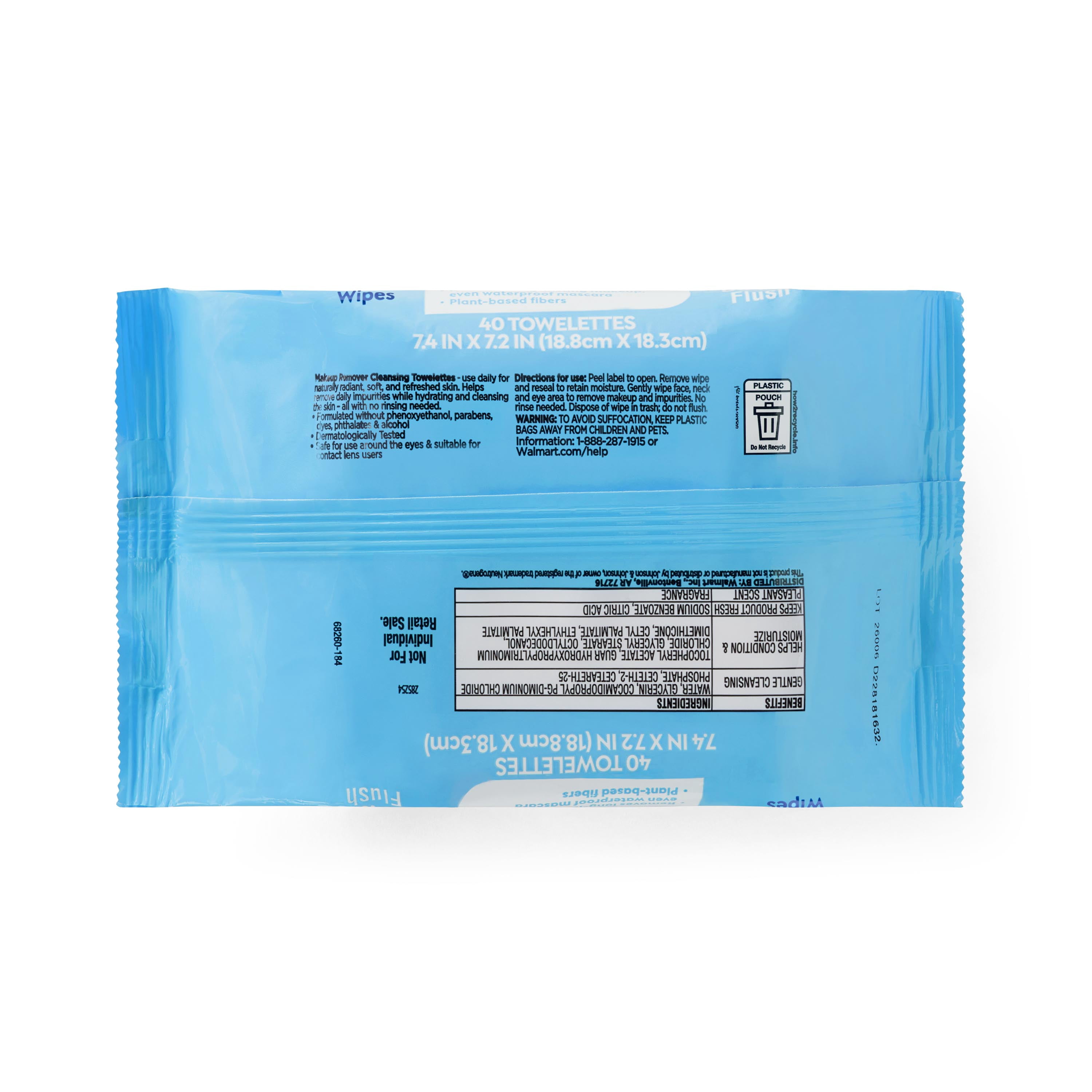 Equate Makeup Remover Cleansing Towelettes, 80 Count