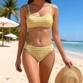 thumbnail image 5 of Sevevn Women's High Waisted Striped Bikini Set Ribbed Two Piece Swimsuit Yellow M, 5 of 6