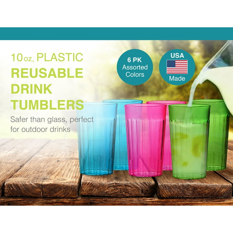 Acrylic Tumbler Set of 6 with Lids, Straws and Freezable Ice Cubes