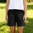 thumbnail image 5 of Guluxicc Women's Cotton Shorts with Pockets Elastic Waist Straight Leg Running Performance Short Trousers for Everyday Gym Workout, 5 of 8