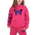 thumbnail image 4 of LRen Girls Print Hooded Crop Top and Sweatpants Two Piece Outfits Kids Casual Jogger Set, 4 of 4