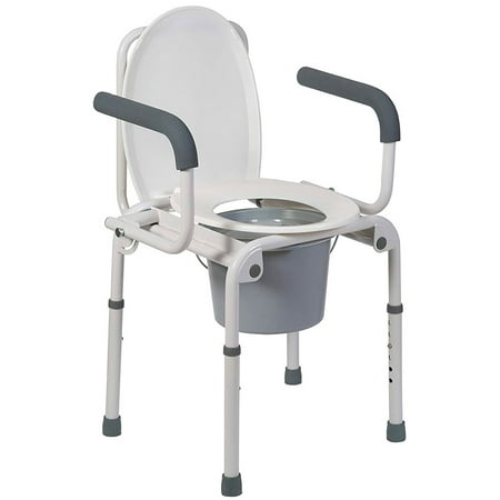 DMI Portable Toilet for Seniors and Elderly, Drop-Arm Steel Bedside Commodes, Adult Potty Chair, Portable Bucket Toilet Seat for Handicap, Medical Toilet