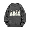thumbnail image 3 of SuTry Women's 2025 Trendy Blouses Halloween Theme Color Block Printed Long Sleeved Round Neck Sweatshirts for Holiday Activities(Gray,S), 3 of 3