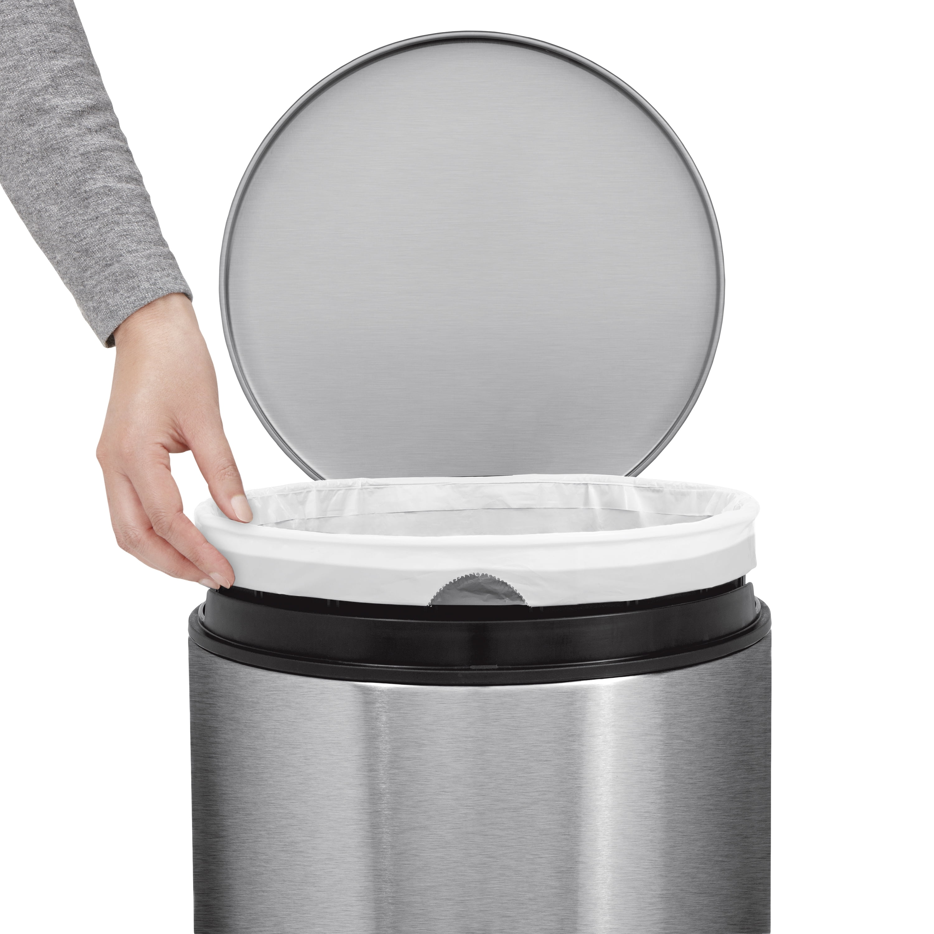 Simplehuman® Stainless Steel Bullet Open Top Trash Can, 30 Gallon