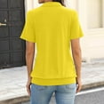 thumbnail image 3 of Garbnen Yellow Womens Polo Shirts Dressy V Neck Fitted Short Shirts for Women Lapel Spring Summer Business Women's Blouse, 3 of 4
