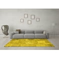 thumbnail image 3 of Ahgly Company Machine Washable Indoor Rectangle Patchwork Yellow Transitional Area Rugs, 7' x 10', 3 of 4