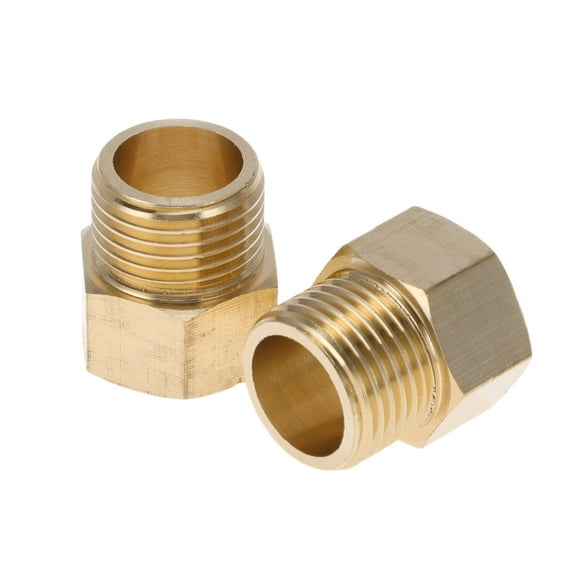Unique Bargains Brass Pipe Fitting 1/2" Female x 1/2 Male Female to Male Nipple Adapter 0.99" Length 2 Pcs