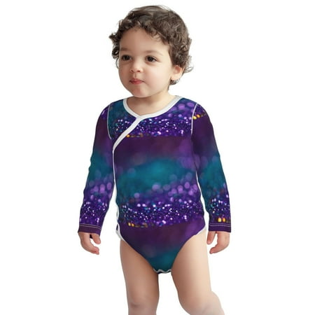 

Haiem Purple and Green Glitter Printed Unisex-Baby Long Sleeve Onesies Bodysuits Unisex Babies Snap-Up Rompers-12 Months
