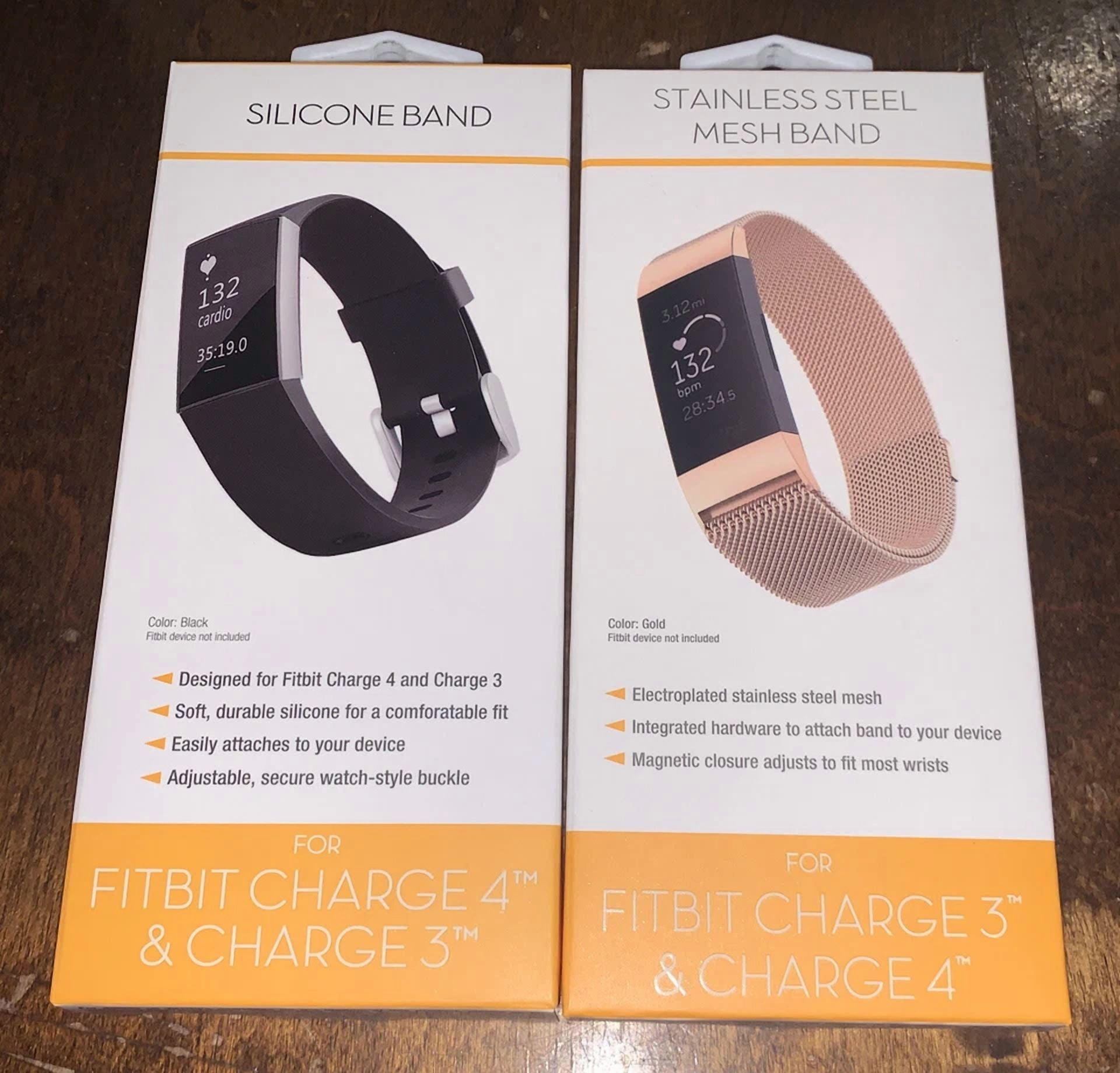 CRESTIN- Withit Rose Gold And Black Watch Band For Fitbit Charge 3 & Charge 4
