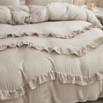 thumbnail image 4 of Move Over Ruffled Duvet Cover Set King Taupe Bedding Sets Three Layered Ruffle Pattern Soft Washed Microfiber No Filling, 4 of 10