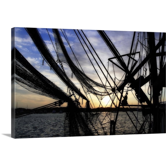 Great BIG Canvas | "Shrimpers at Sunrise II" Canvas Wall Art - 24x16